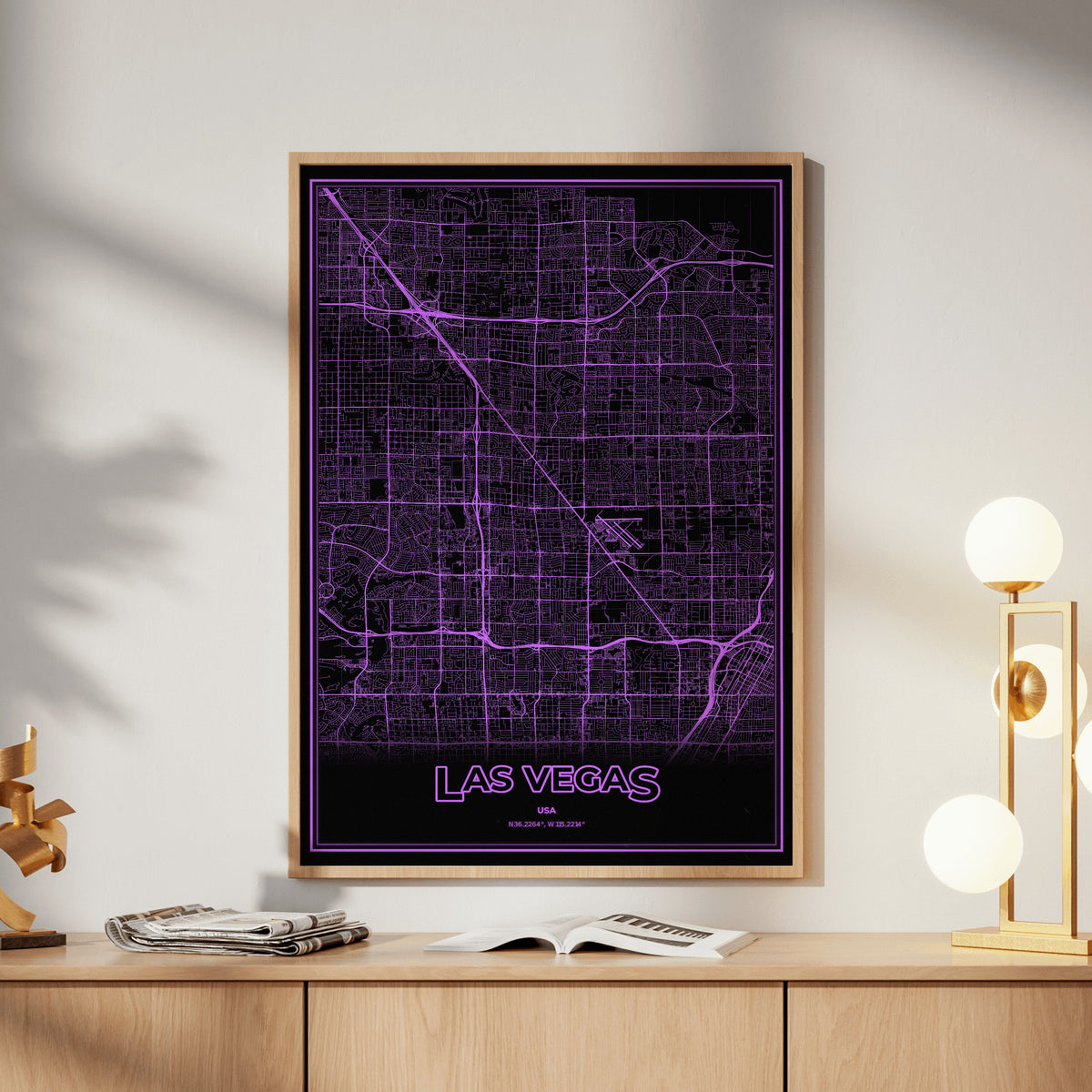 Las Vegas Phosphor Map Poster - EGA Violet