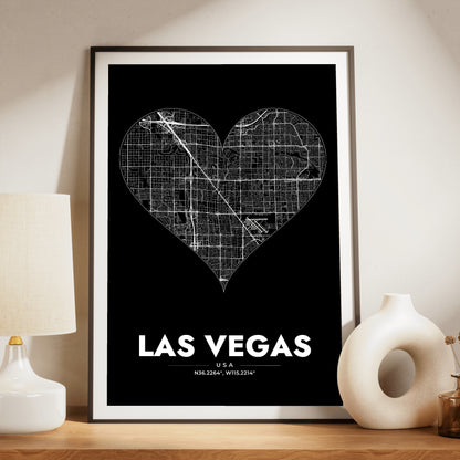 Las Vegas Heart Map Poster