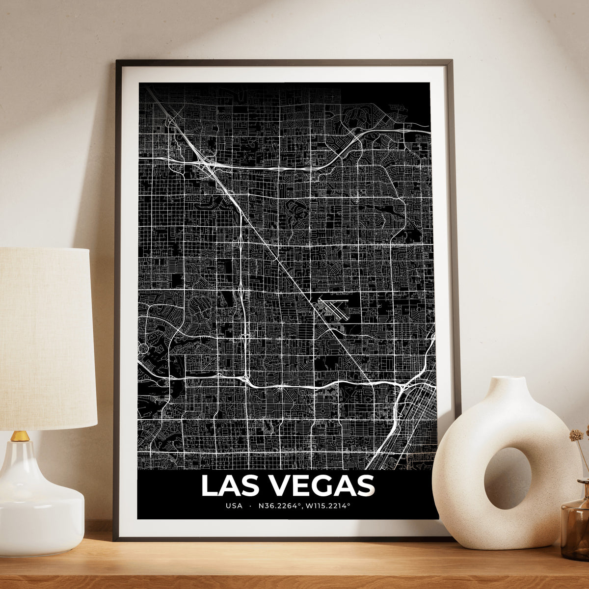 Las Vegas Elegant Map Poster