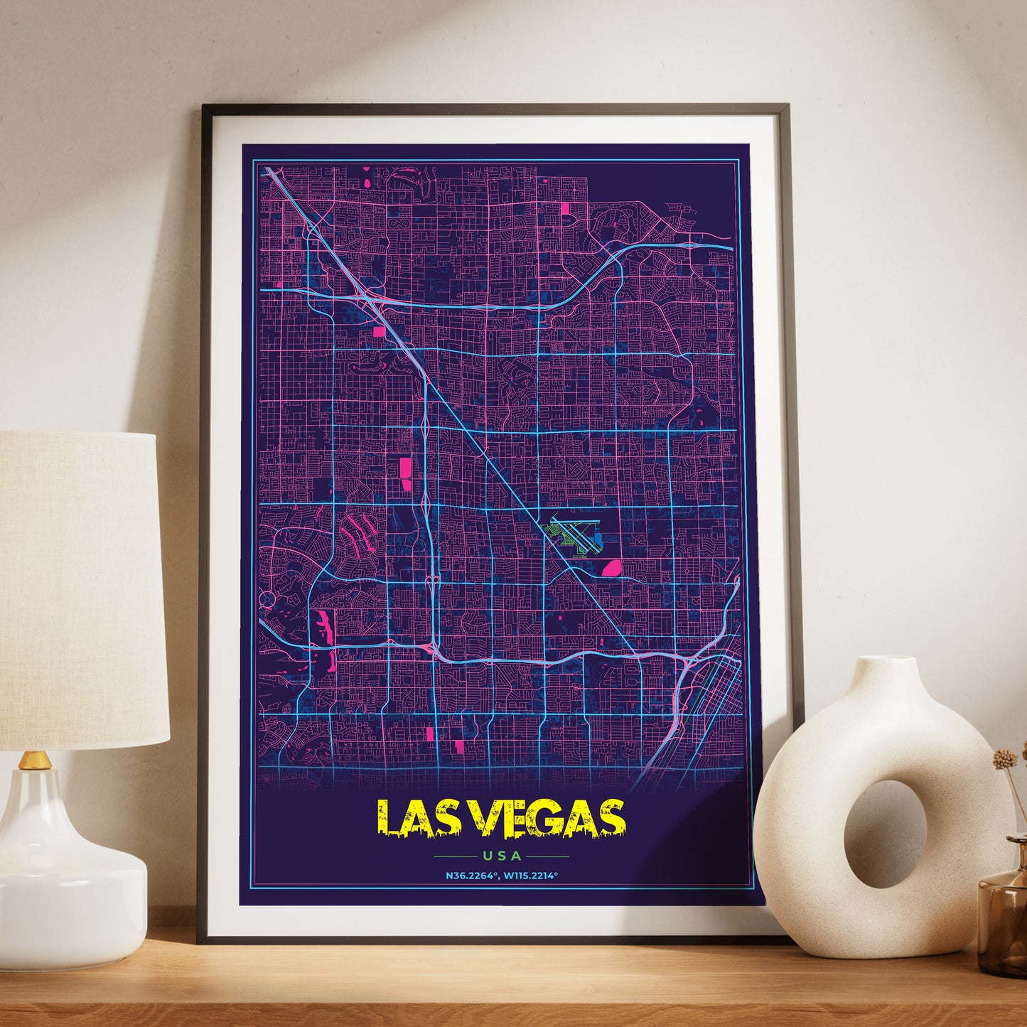 Las Vegas Cyberpunk Map Poster