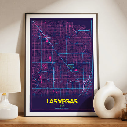 Las Vegas Cyberpunk Map Poster