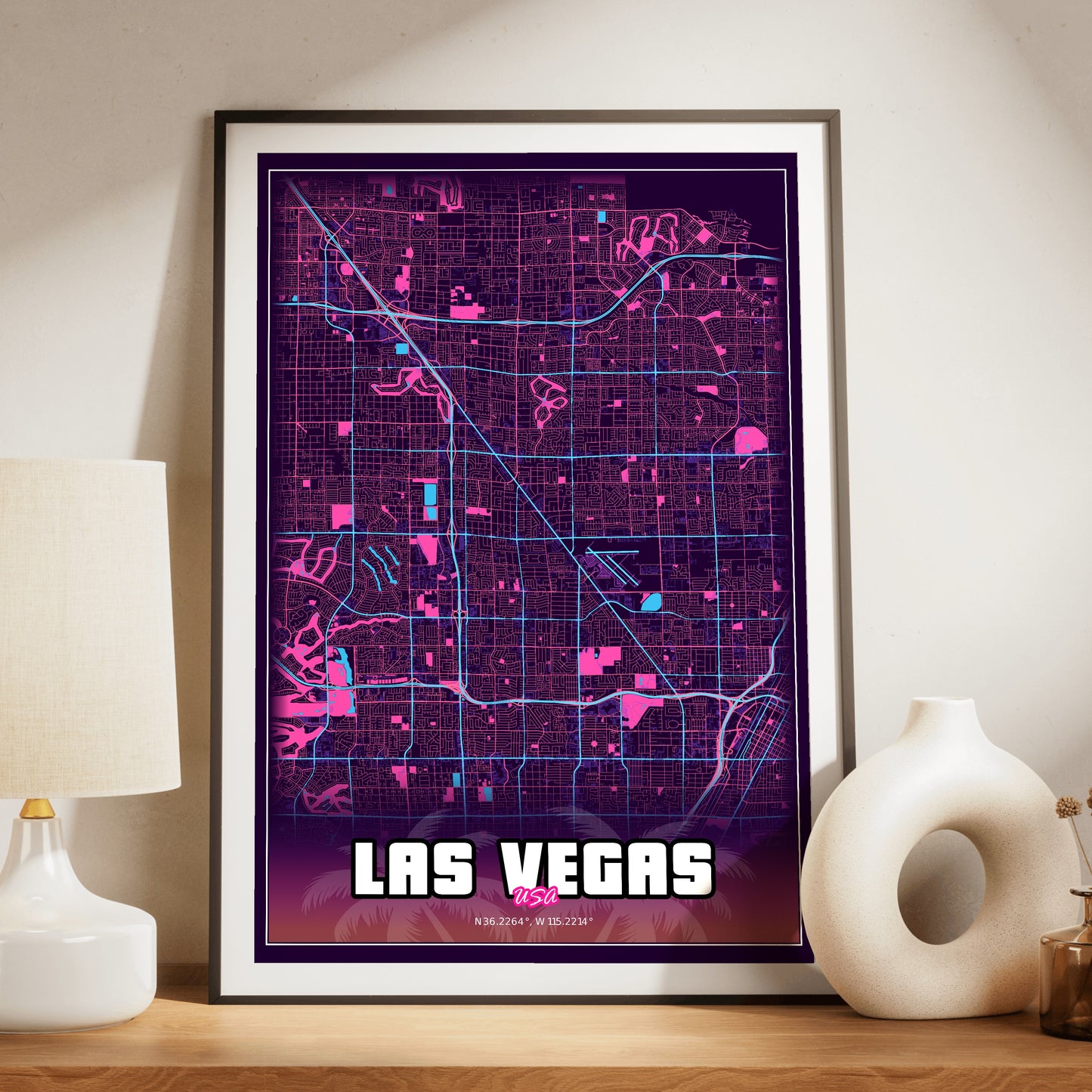 Las Vegas GTA Map Poster