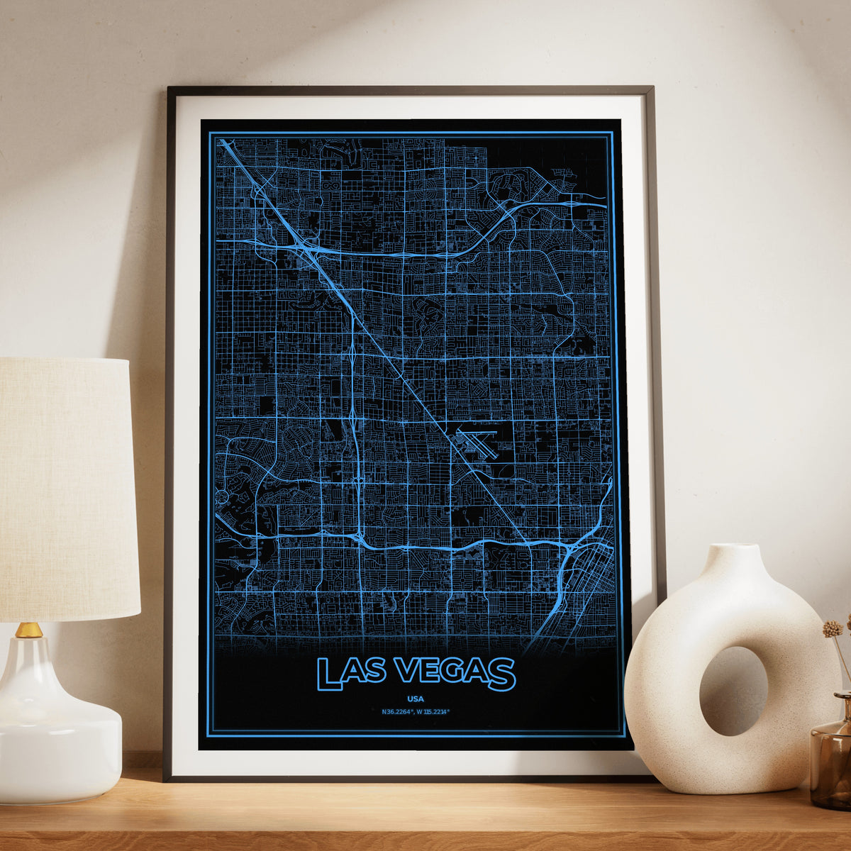 Las Vegas Phosphor Map Poster - IBM Blue