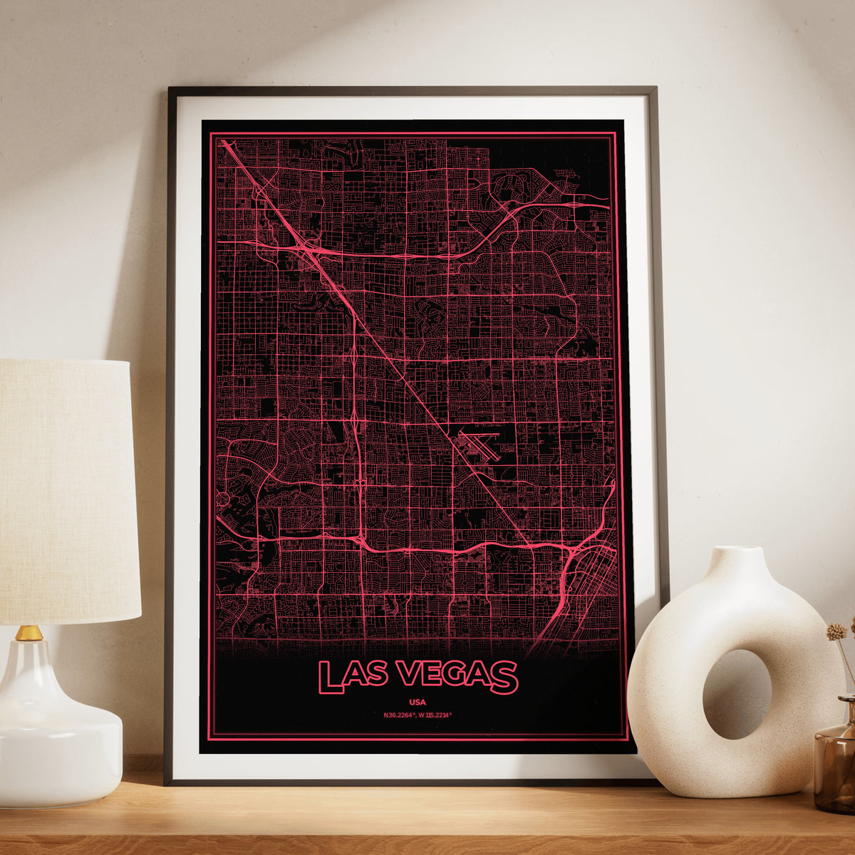 Las Vegas Phosphor Map Poster - System Alert