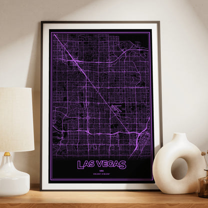 Las Vegas Phosphor Map Poster - EGA Violet