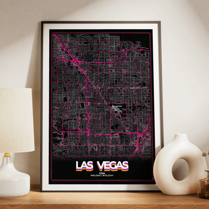 Las Vegas Retro Map Poster