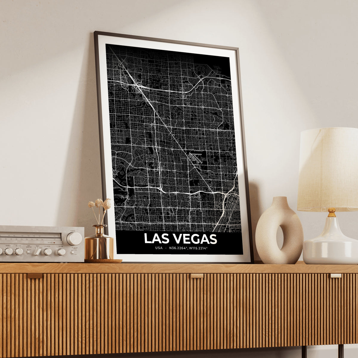 Las Vegas Elegant Map Poster