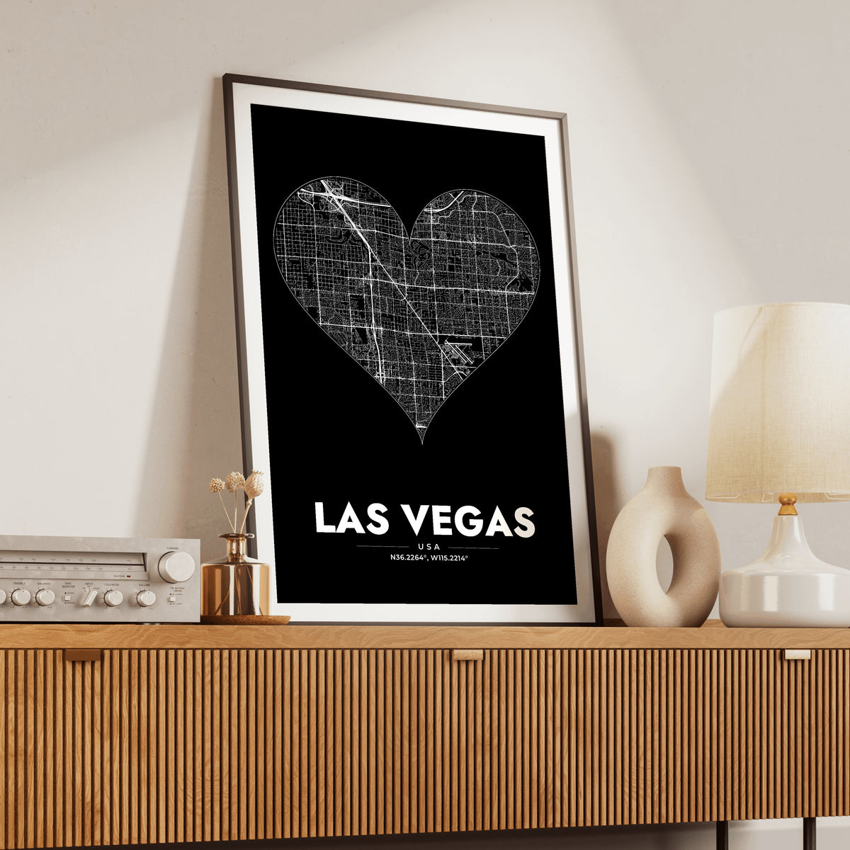 Las Vegas Heart Map Poster