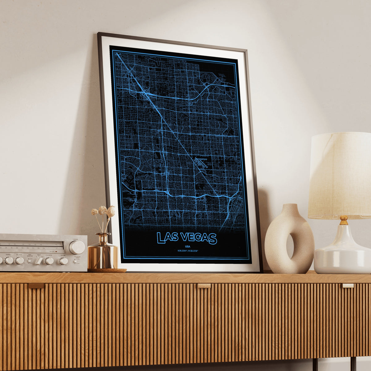 Las Vegas Phosphor Map Poster - IBM Blue