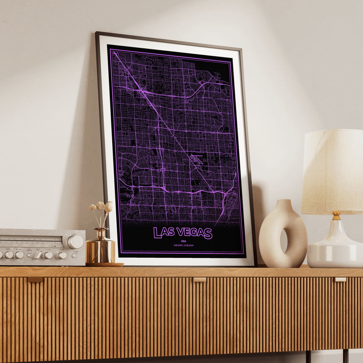 Las Vegas Phosphor Map Poster - EGA Violet