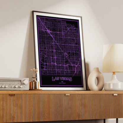 Las Vegas Phosphor Map Poster - EGA Violet