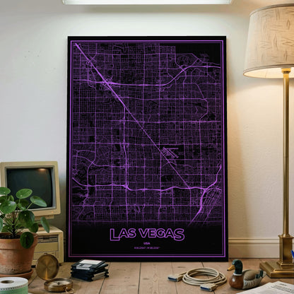 Las Vegas Phosphor Map Poster - EGA Violet
