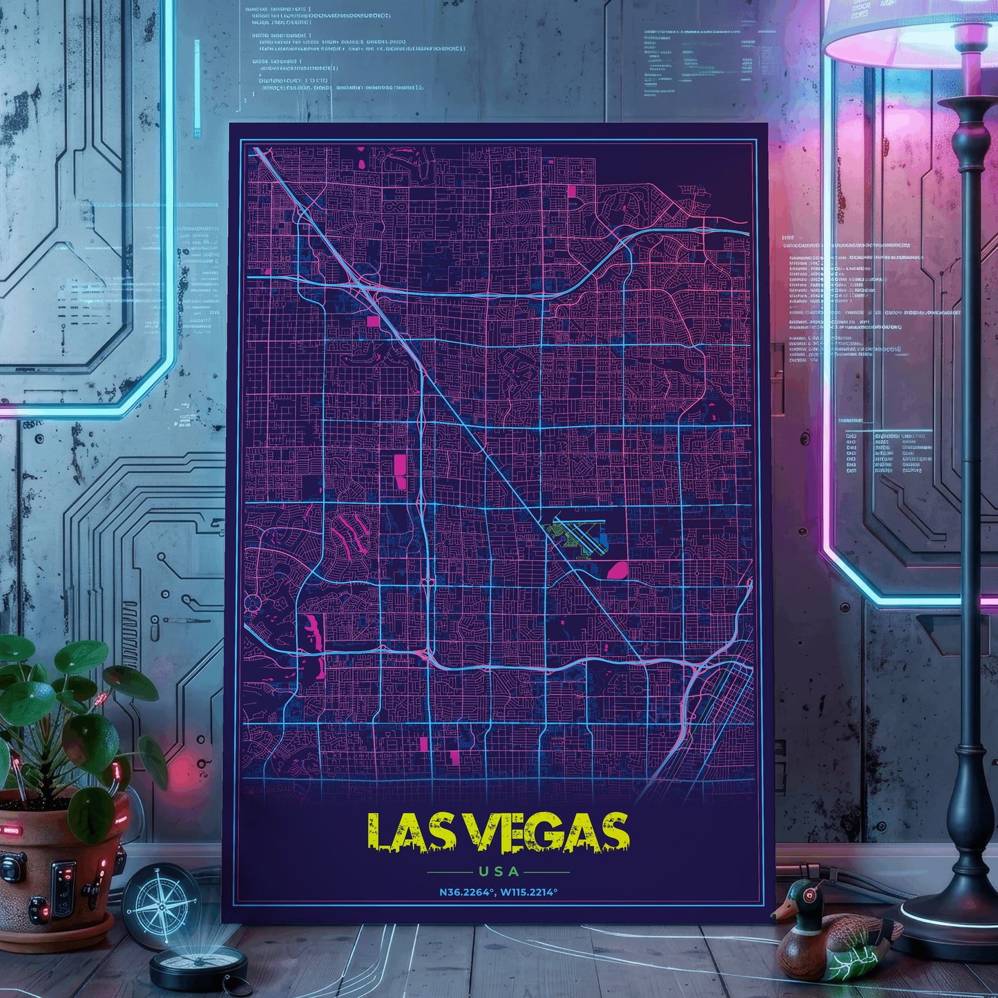 Las Vegas Cyberpunk Map Poster