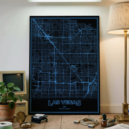 Las Vegas Phosphor Map Poster - IBM Blue