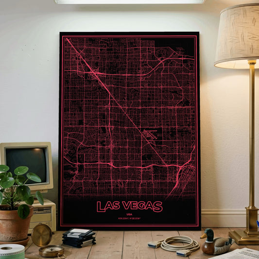 Las Vegas Phosphor Map Poster - System Alert