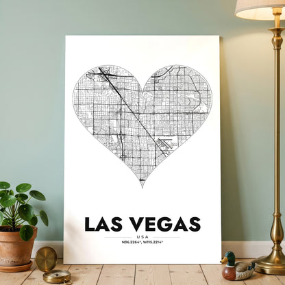 Las Vegas Heart Map Poster