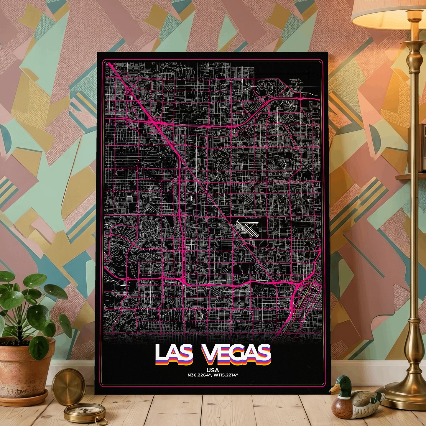 Las Vegas Retro Map Poster