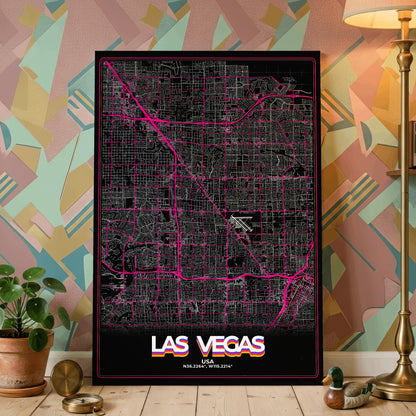 Las Vegas Retro Map Poster