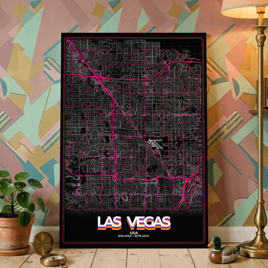 Las Vegas Retro Map Poster
