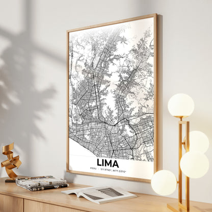 Lima Elegant Map Poster