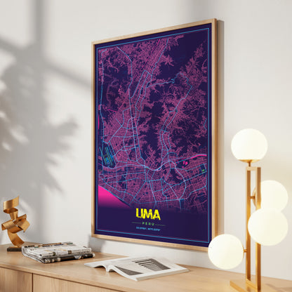 Lima Cyberpunk Map Poster