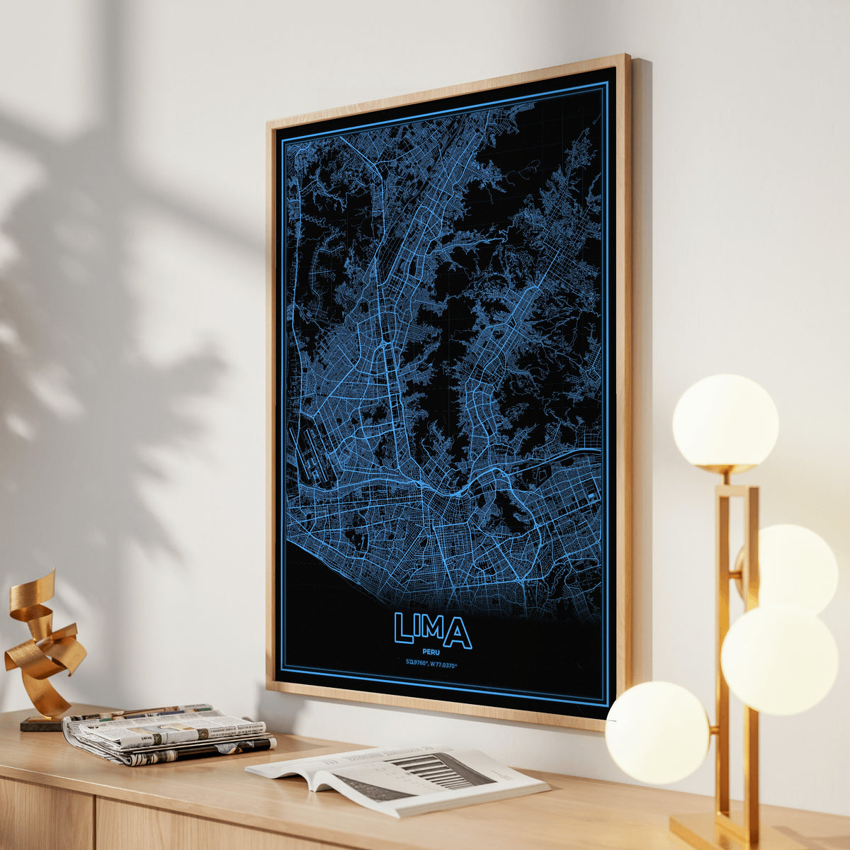 Lima Phosphor Map Poster - IBM Blue