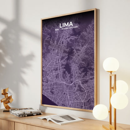 Lima Dusk Map Poster