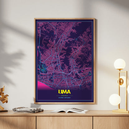 Lima Cyberpunk Map Poster