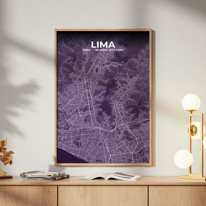 Lima Dusk Map Poster