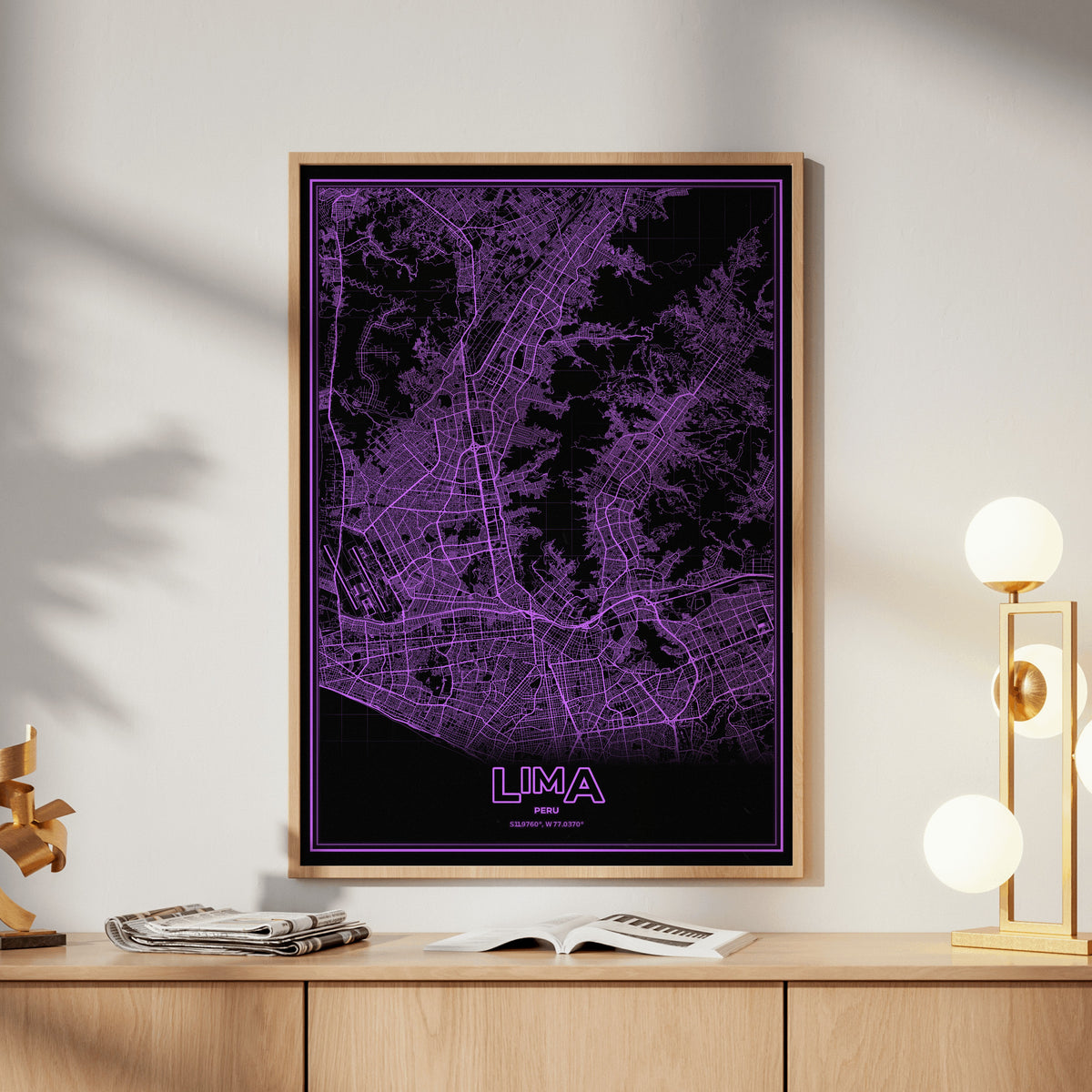 Lima Phosphor Map Poster - EGA Violet