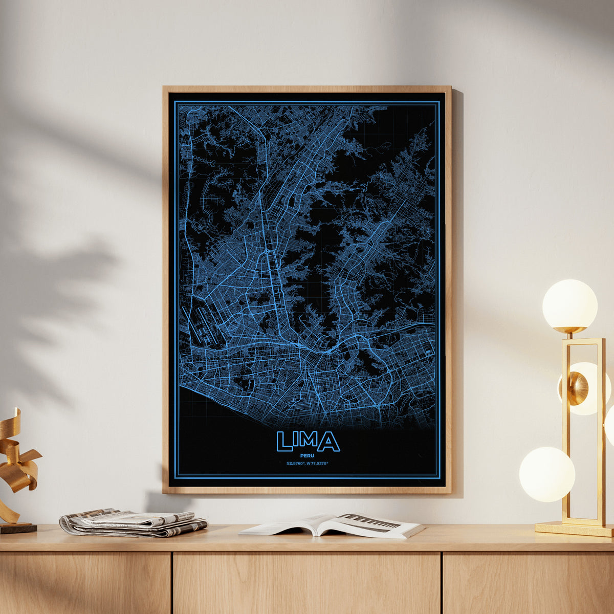 Lima Phosphor Map Poster - IBM Blue