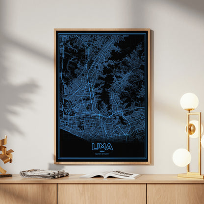 Lima Phosphor Map Poster - IBM Blue