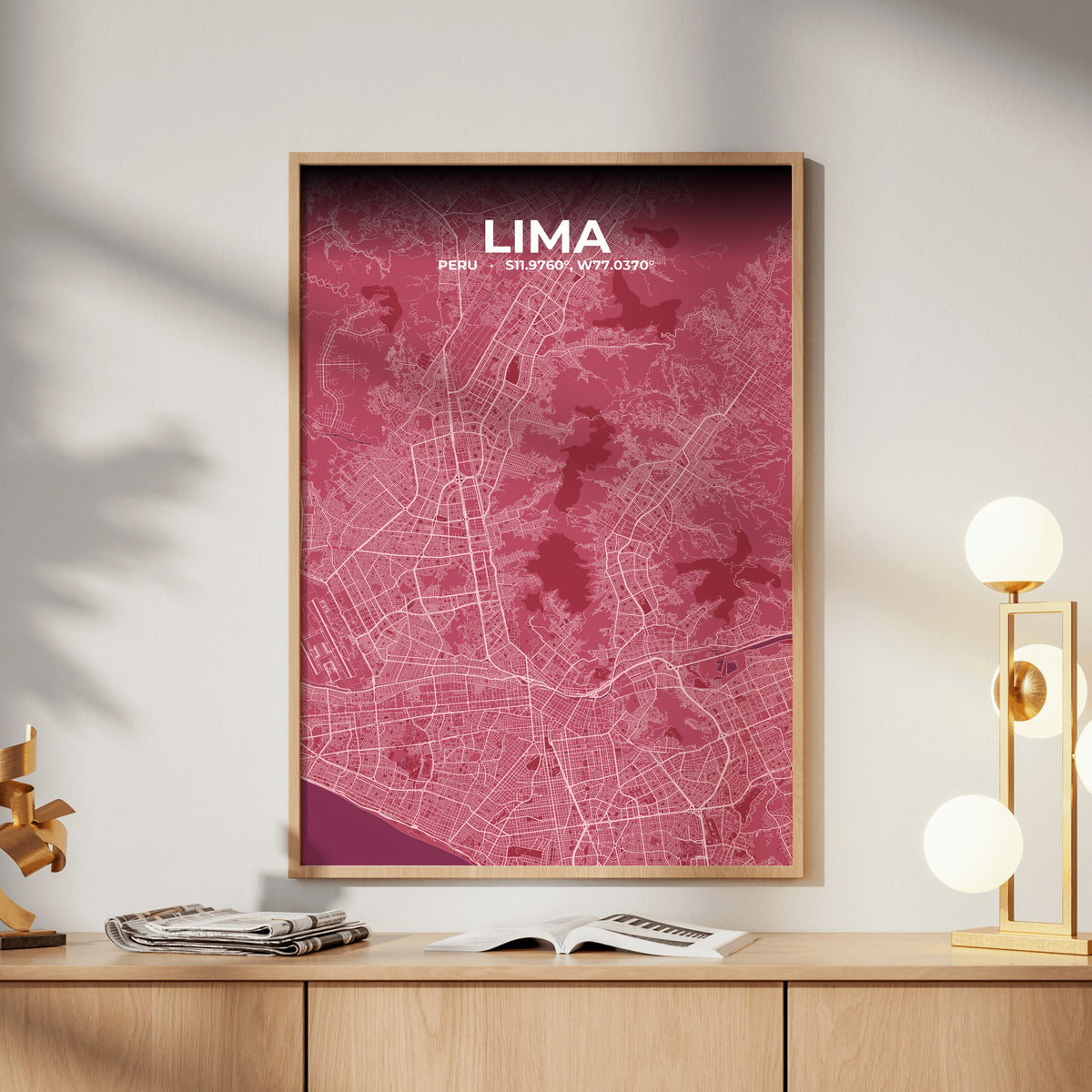 Lima Scarlet Map Poster