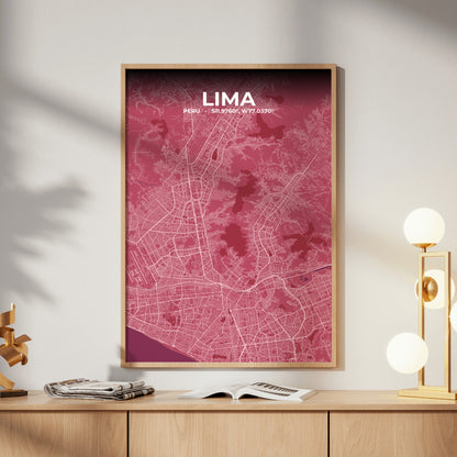 Lima Scarlet Map Poster