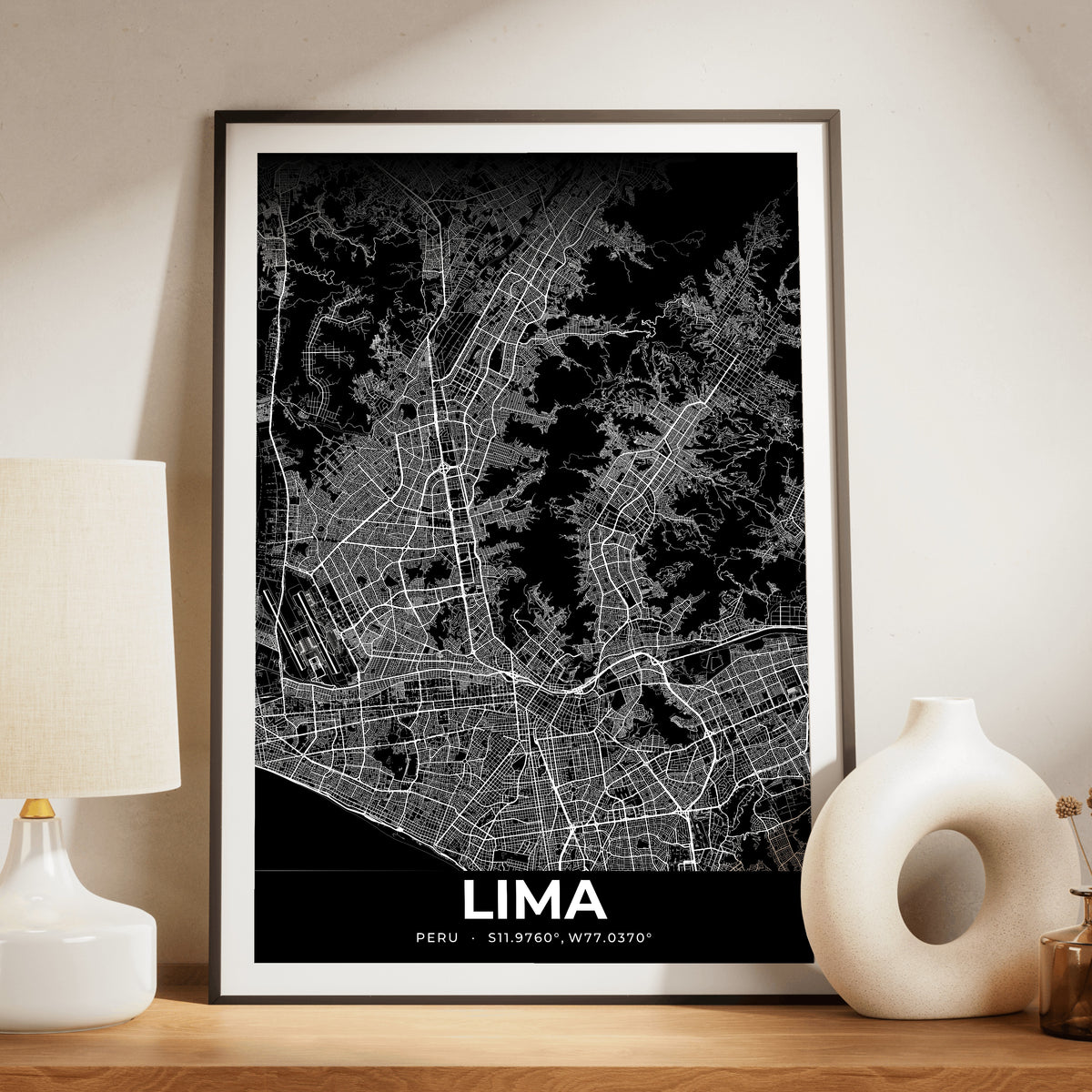 Lima Elegant Map Poster