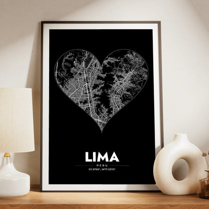 Lima Heart Map Poster