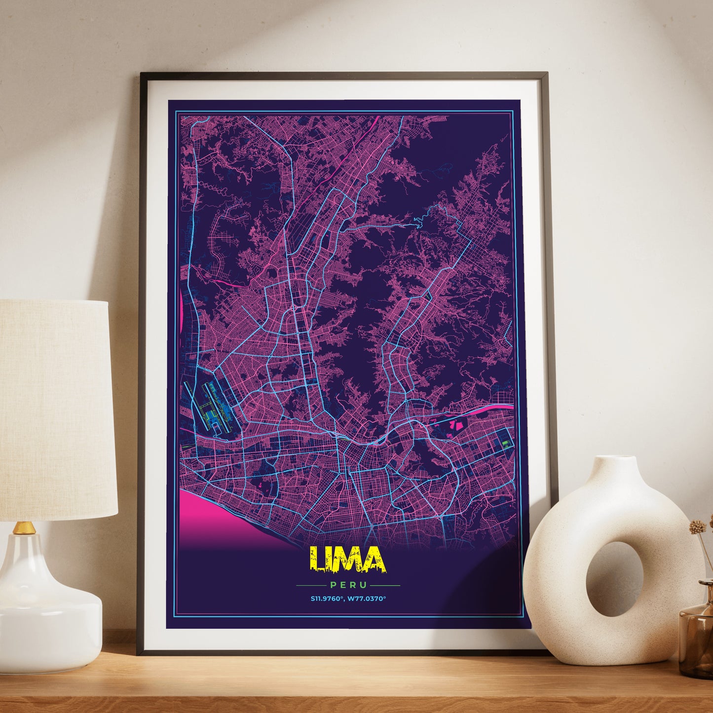 Lima Cyberpunk Map Poster