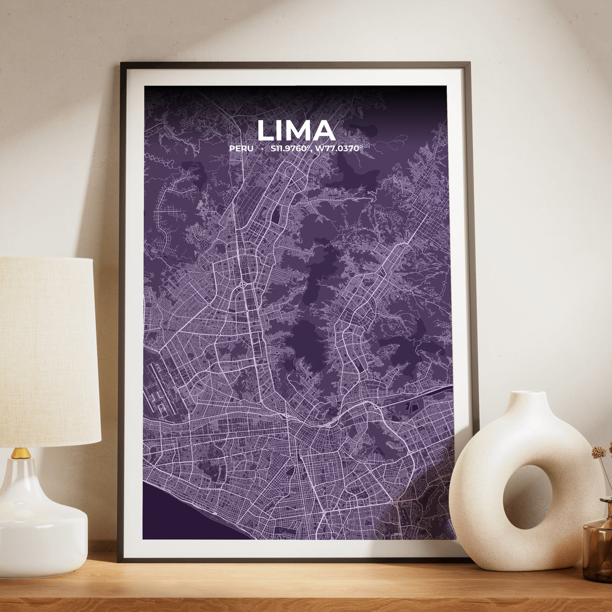 Lima Dusk Map Poster