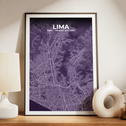 Lima Dusk Map Poster