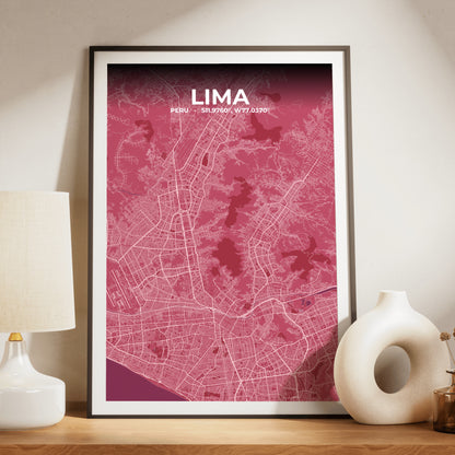 Lima Scarlet Map Poster