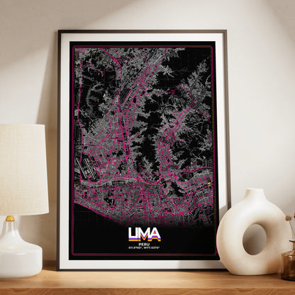 Lima Retro Map Poster