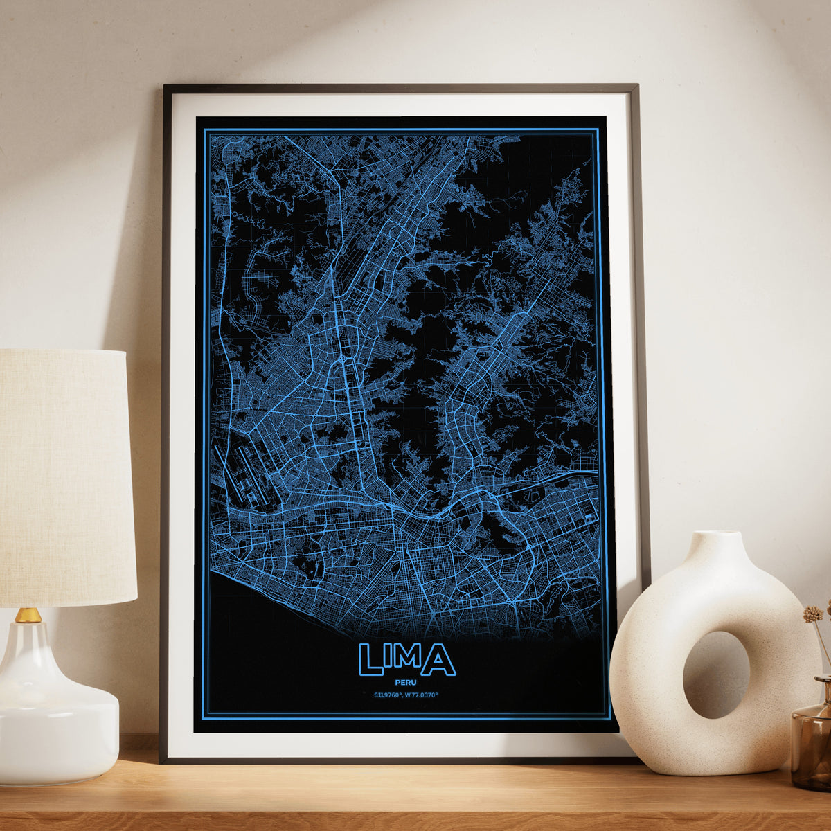 Lima Phosphor Map Poster - IBM Blue