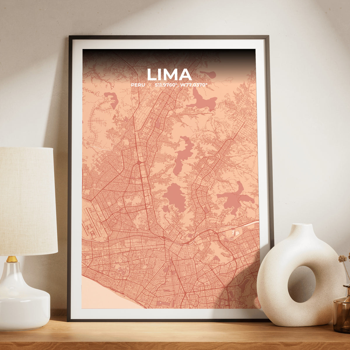 Lima Blush Map Poster