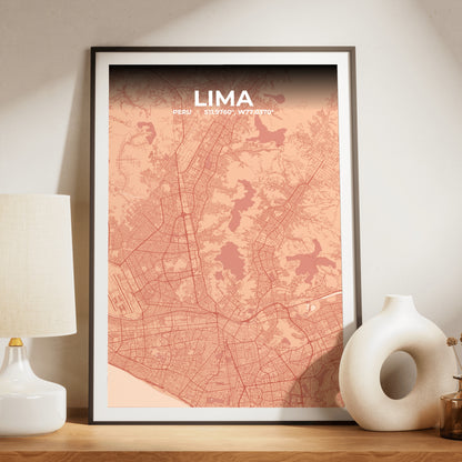 Lima Blush Map Poster