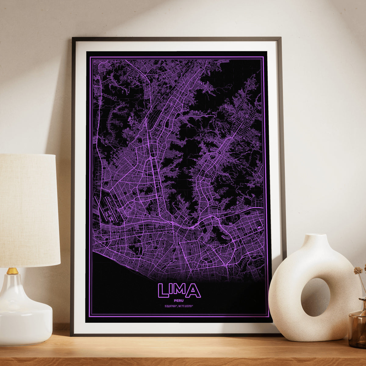 Lima Phosphor Map Poster - EGA Violet