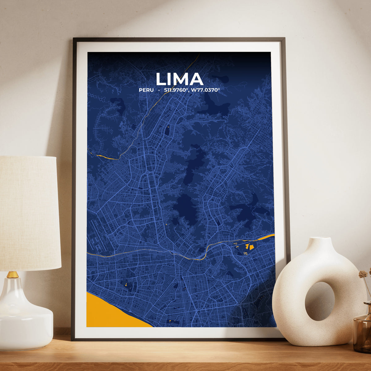 Lima Ink Map Poster