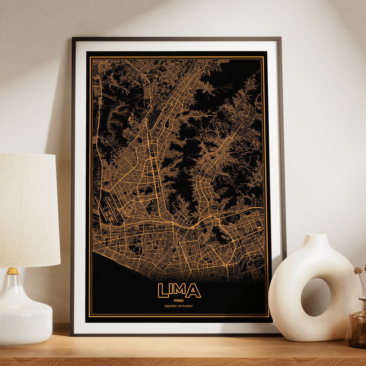 Lima Phosphor Map Poster - Amber CRT