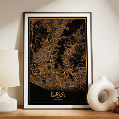 Lima Phosphor Map Poster - Amber CRT