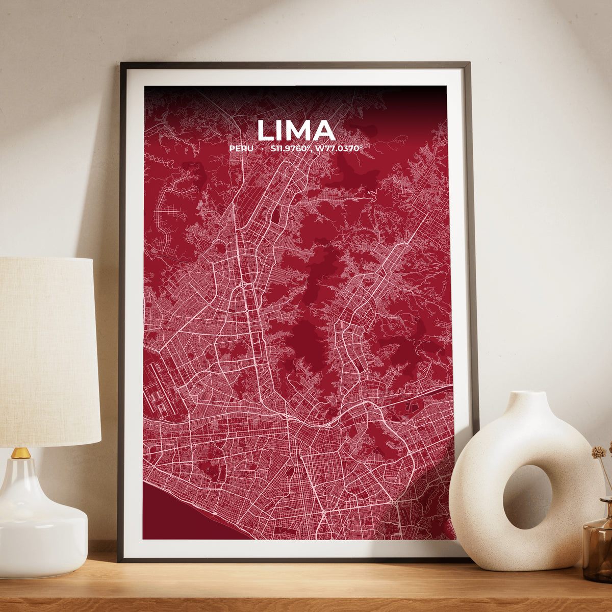 Lima Garnet Map Poster