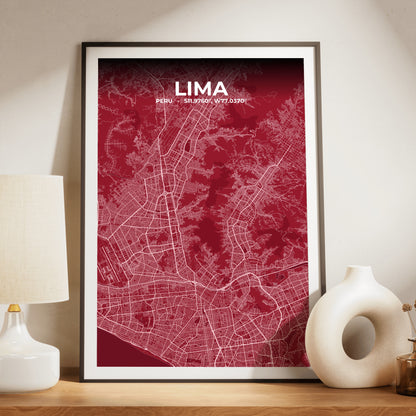 Lima Garnet Map Poster